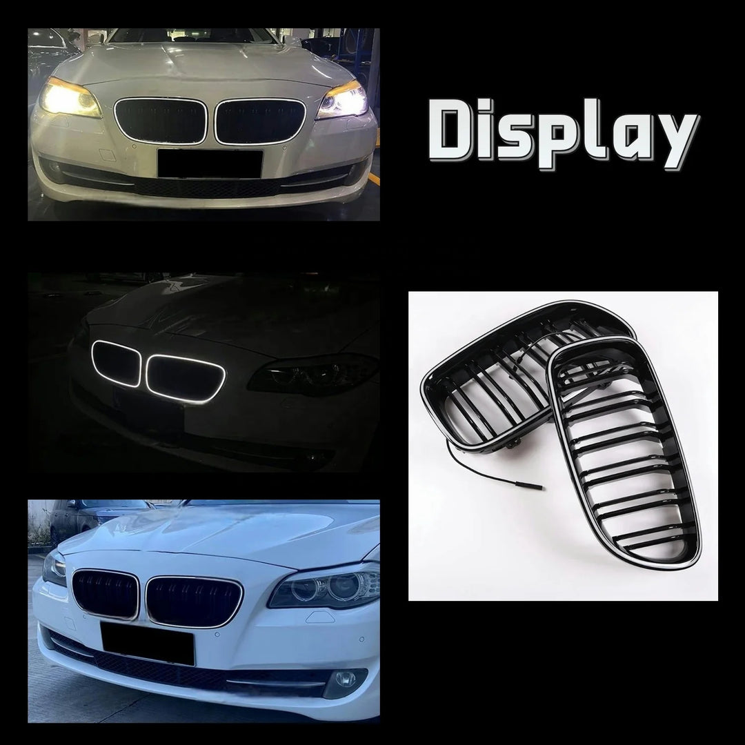 Car Craft Compatible With Bmw 5 Series F10 F18 2010-2017 Front Bumper Luminous Illuminated Led Glow Grill Dual Slate Black CC-5374-16