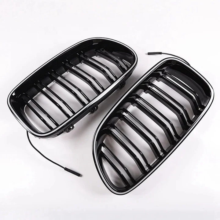 Car Craft Compatible With Bmw 5 Series F10 F18 2010-2017 Front Bumper Luminous Illuminated Led Glow Grill Dual Slate Black CC-5374-16