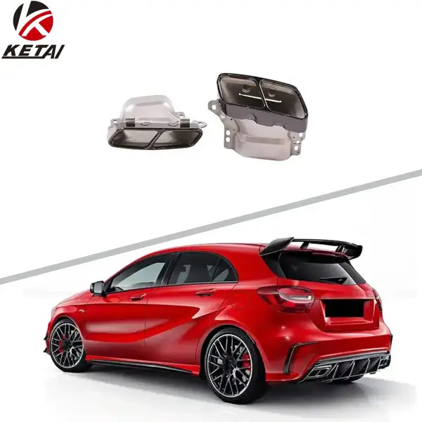 A45 Style Silver or Black Stainless Steel Tail Pipe for BENZ W176 2013-2018