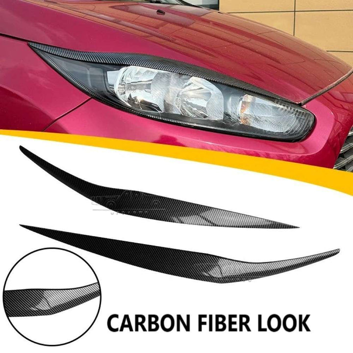 Car Craft Compatible With Ford Fiesta 2013- 2016 Headlight Eyelid Lamp Eyebrow Skirst Splitter Ar-ford-022 Cf Carbon Fiber Look - CAR CRAFT INDIA