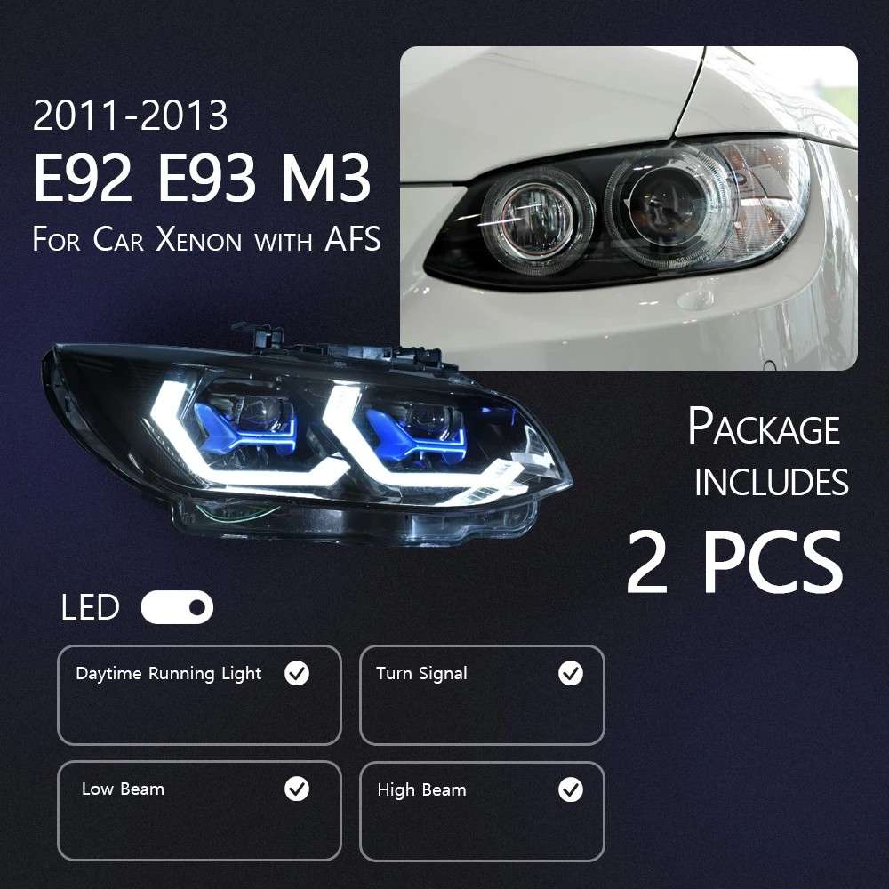 Car Craft Compatible With Bmw 3 Series M3 E92 E93 Lci 2010-2012 Car Front Upgraded Head Light Lamp Xenon Headlight Retrofit Upgrade Modified Led Drl Hid For Xenon Car CC-8458 - CAR CRAFT INDIA