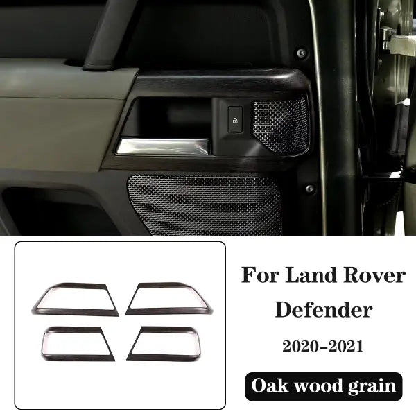 ABS Oak Wood Interior Kit,For Land Rover Defender 110 2020-2021,Car Steering Wheel Cover,Gears,Door Handle Glass Lift Frame ,LHD