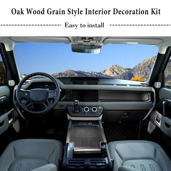 ABS Oak Wood Interior Kit,For Land Rover Defender 110 2020-2021,Car Steering Wheel Cover,Gears,Door Handle Glass Lift Frame ,LHD