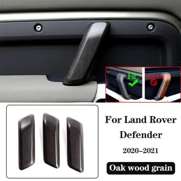 ABS Oak Wood Interior Kit,For Land Rover Defender 110 2020-2021,Car Steering Wheel Cover,Gears,Door Handle Glass Lift Frame ,LHD