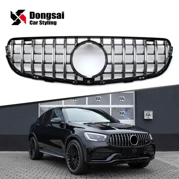 ABS Silver GTR Front Bumper Grille Grill Mesh for Mercedes Benz GLC63 W253 AMG 2015+