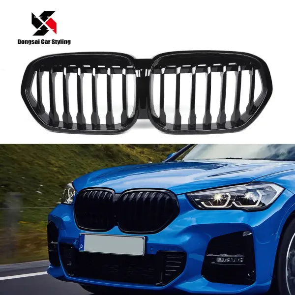 ABS Single Slat Gloss Black Front Bumper Kidney Center Grille Mesh Grill for BMW X1 F48 F49 LCI 2019+