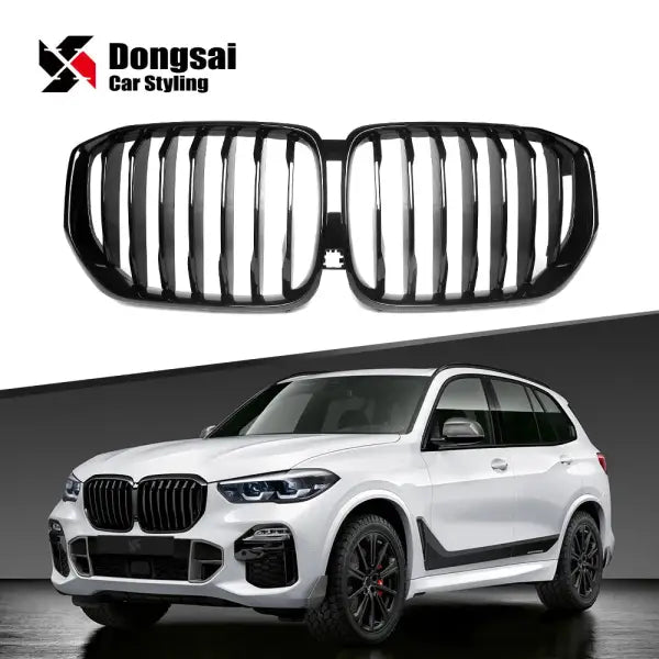 ABS Single Slat Gloss Black Front Bumper Kidney Grille Mesh Grill for BMW X5 G05 X6 G06 2020+