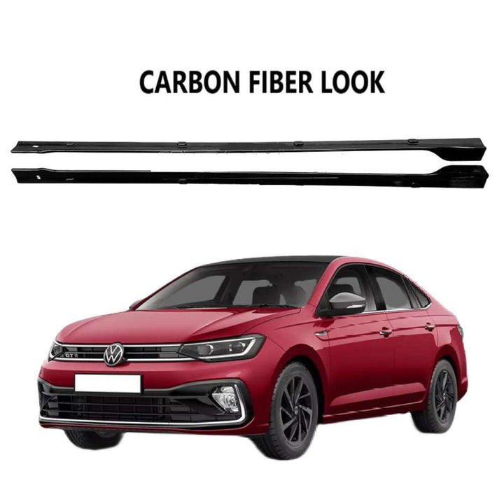 Car Craft Compatible With Vw Volkswagen Virtus 2023+ Side Skirts Splitter Running Board Lip Carbon Fiber Look CC-7977 - CAR CRAFT INDIA