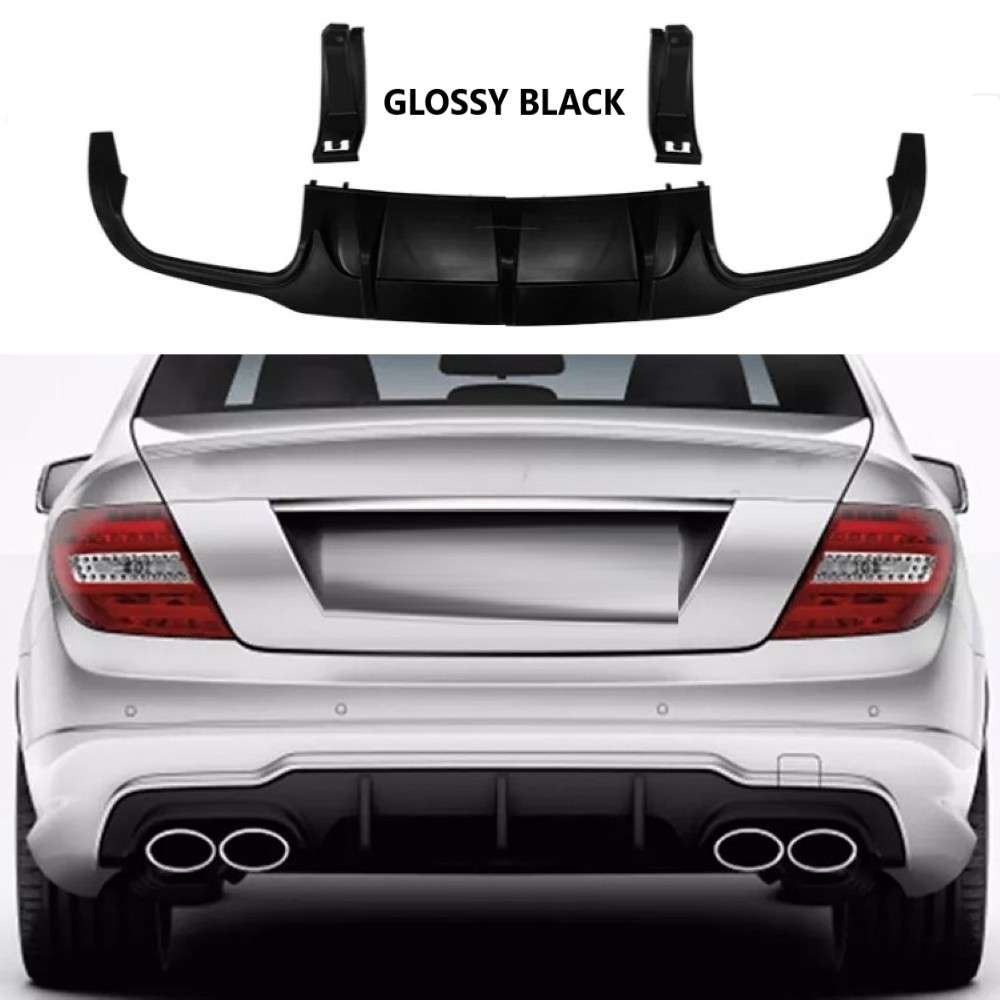Car Craft Compatible With Mercedes Benz C Class W204 2007-2013 Amg C63 Rear Bumper After Lip Splitter Skirts Diffuser Ar-benz-0114 Glossy Black - CAR CRAFT INDIA