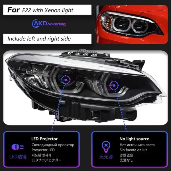 AKD Car Lights for BMW F22 LED Headlight Projector Animation DRL F87 Head Lamp M2 F44 F47 Animation Signal Automotive Accessory