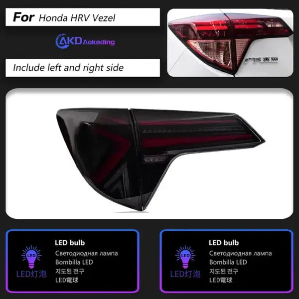 AKD Car Styling for Honda HR-V LED Tail Light 2015-2020 HRV Vezel Rear Fog Brake Turn Signal Auto Accessories