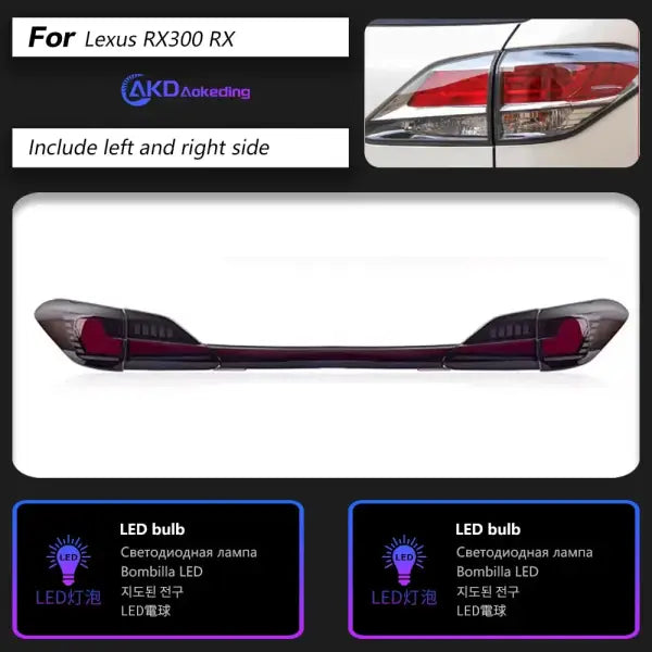 AKD Car Styling for Lexus RX300 RX LED Tail Light 2009-2015 RX270 RX350 Rear Fog Brake Turn Signal Auto Accessories