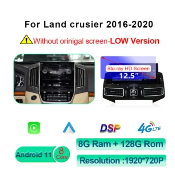 Android 11 Car Radio for Toyota Land Cruiser 200 LC200 2007-2020 GPS Navigation DVD Multimedia Player Carplay Auto Stereo Screen