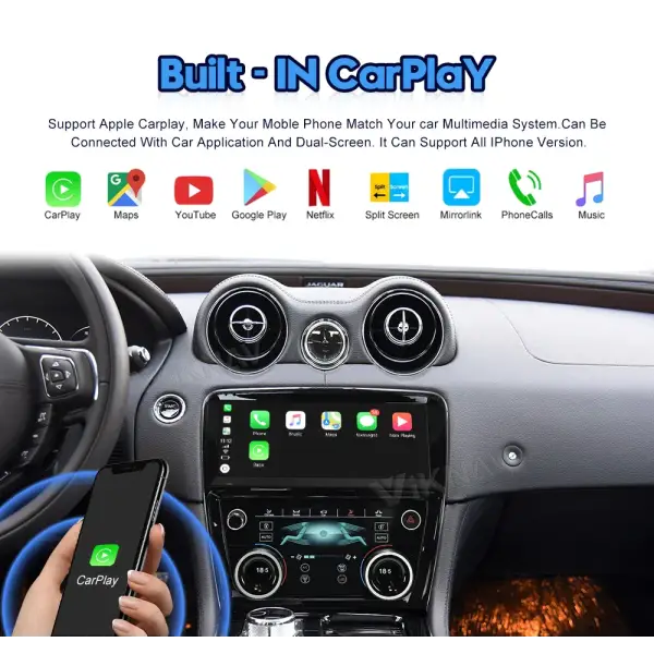 Android 12 Car Radio Dual System for Jaguar XJ XJL XJR 2009-2018 Multimedia Player Carplay Android Auto Stereo Replacement