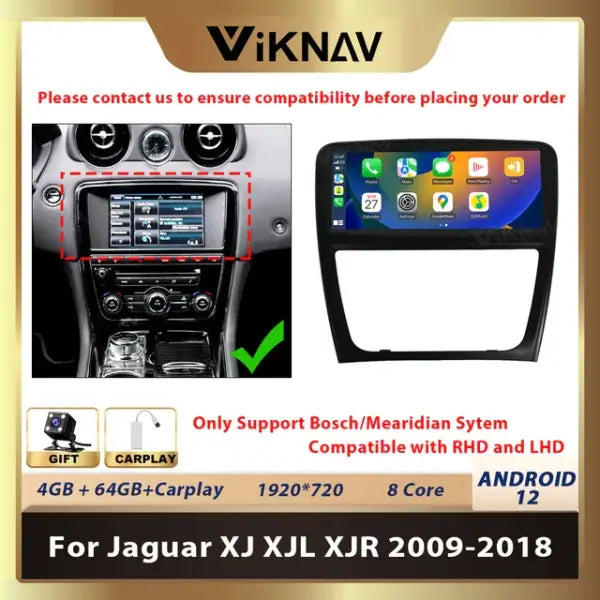 Android 12 Car Radio Dual System for Jaguar XJ XJL XJR 2009-2018 Multimedia Player Carplay Android Auto Stereo Replacement