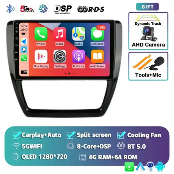 Android 14 Car Radio Multimedia Player for VW Volkswagen Jetta 6 MK6 Wireless Carplay Auto Car Stereo 48EQ GPS DSP 2Din Qualcomm