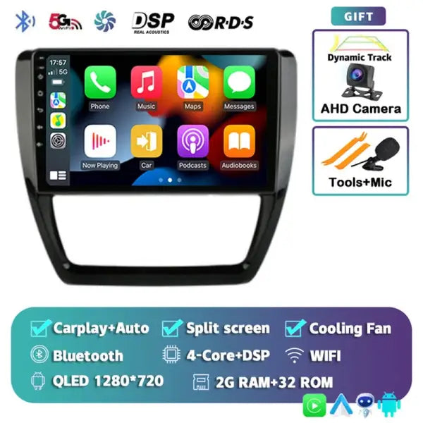 Android 14 Car Radio Multimedia Player for VW Volkswagen Jetta 6 MK6 Wireless Carplay Auto Car Stereo 48EQ GPS DSP 2Din Qualcomm