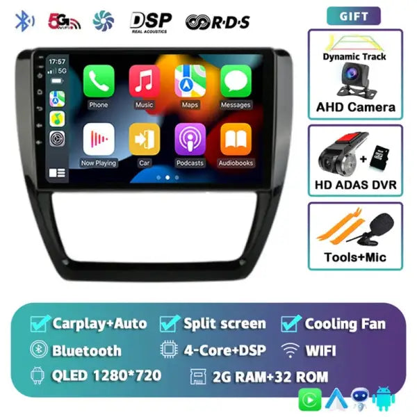 Android 14 Car Radio Multimedia Player for VW Volkswagen Jetta 6 MK6 Wireless Carplay Auto Car Stereo 48EQ GPS DSP 2Din Qualcomm