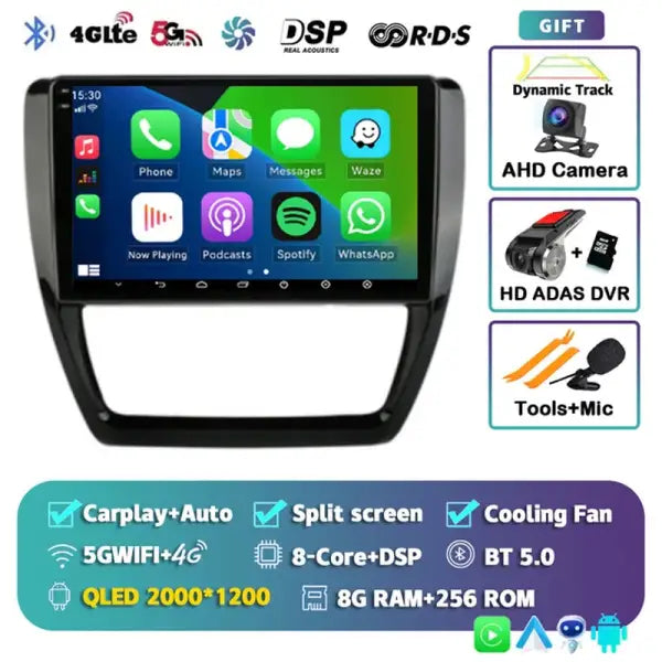 Android 14 Car Radio Multimedia Player for VW Volkswagen Jetta 6 MK6 Wireless Carplay Auto Car Stereo 48EQ GPS DSP 2Din Qualcomm