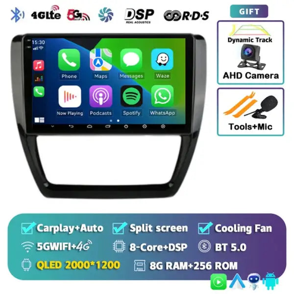 Android 14 Car Radio Multimedia Player for VW Volkswagen Jetta 6 MK6 Wireless Carplay Auto Car Stereo 48EQ GPS DSP 2Din Qualcomm