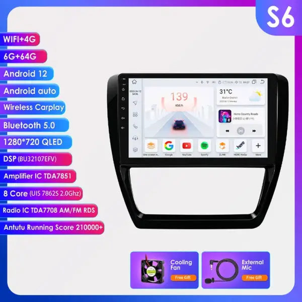 Android Screen for Volkswagen VW Jetta 6 2011 - 2018 Stereo Car Radio Video Players Wireless Carplay 2 Din GPS DSP 7862