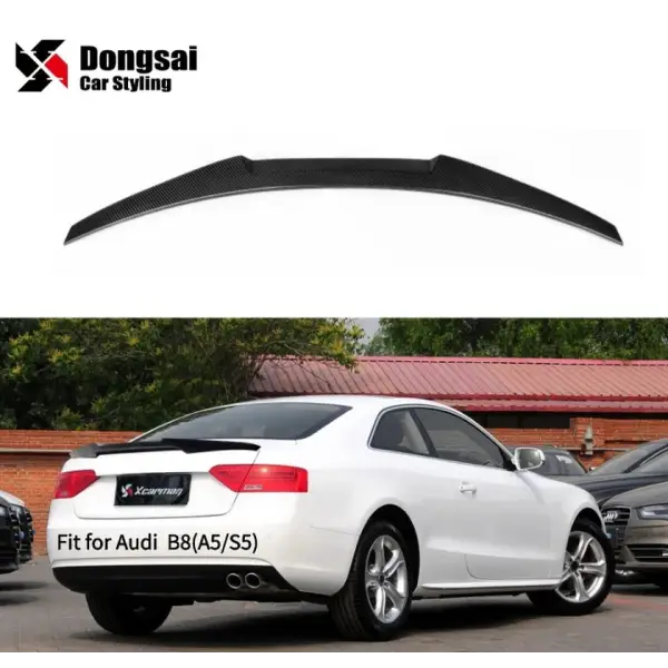 For Audi A5 S5 RS5 B8 Add Carbon Fiber V Style Rear Trunk Lip Tail Wing Boot Spoiler Ducktail 2009-2016