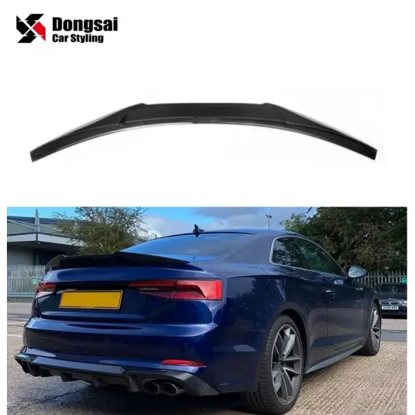 For Audi A5 S5 RS5 B9 Add M4 Style Dry Carbon Fiber Rear Trunk Spoiler Wing Lip Ducktail 2013+
