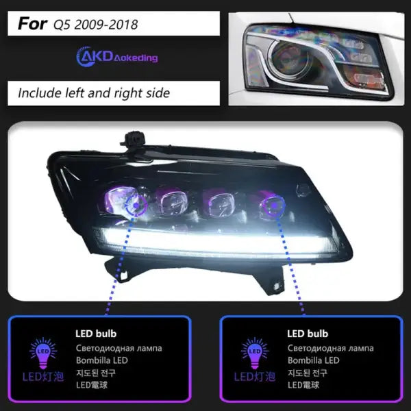 Audi Q5 Headlights 2009-2018 Q5 LED Headlight Projector Lens Siginal DRL Head Lamp Automotive