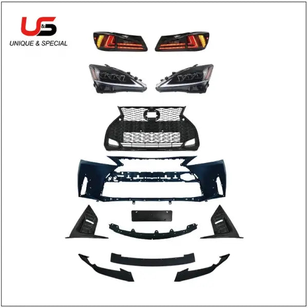 Auto Car Grille Front Bumper IS (06-12) Upgard to 2020 Front Bumper for LEXUS IS 2006 2008 2009 2012 PP Material IS Grille