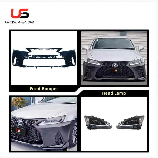 Auto Car Grille Front Bumper IS (06-12) Upgard to 2020 Front Bumper for LEXUS IS 2006 2008 2009 2012 PP Material IS Grille