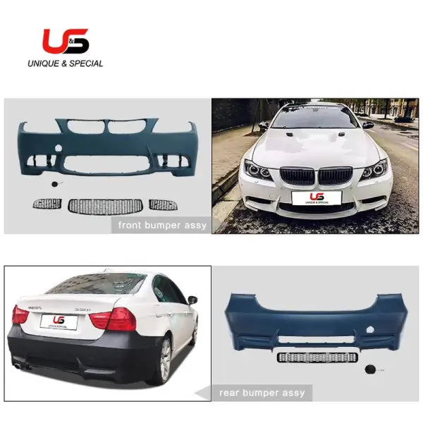 Auto Car Parts M3 Style for BMW 3 Series2005-2008 E90 M3 PP Bumper Body Kits Side Skirts Exhat Pipe and Hood Fender