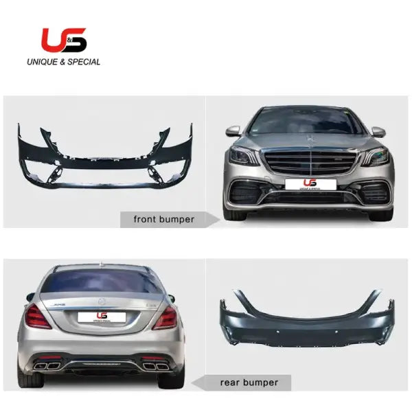 Auto Car Parts S63 Style for Mercedes-Benz W222 to S63 Amg PP Bumper Body Kits Grille 2014-2020 W222 S63 Side Skirt Grille