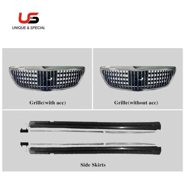 Auto Car Parts S65 Style for Mercedes-Benz W222 to S65 Amg PP Bumper Body Kits Grille 2014-2020 W222 Hood Fender