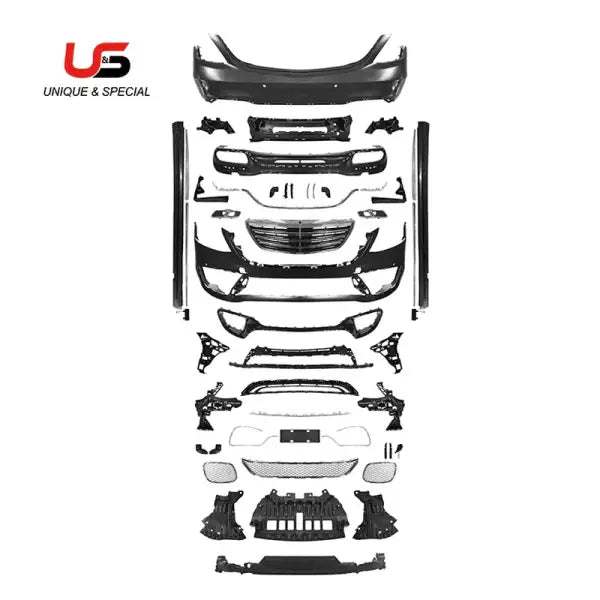Auto Car Parts S65 Style for Mercedes-Benz W222 to S65 Amg PP Bumper Body Kits Grille 2014-2020 W222 Hood Fender