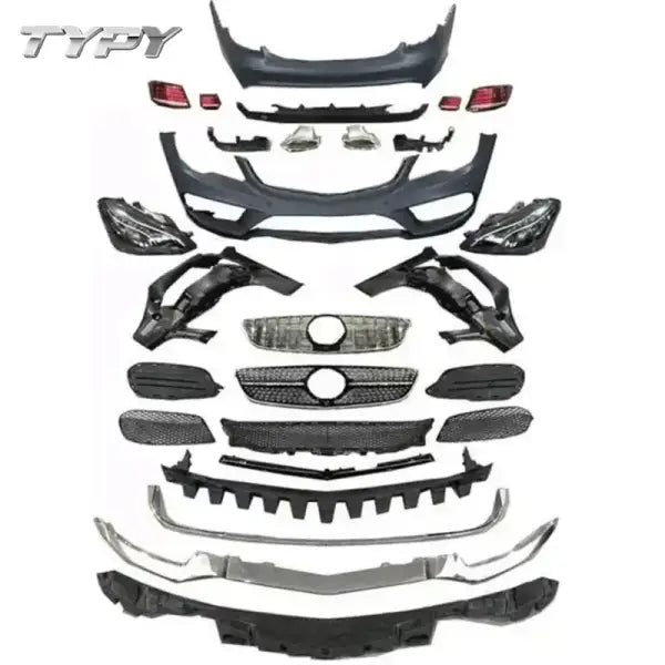 Auto Front and Rear Bumper and Grille Body Kits for Mercedes Benz E Class Coupe W207 2010-2013 Upgrade to 2014-2017 Body Kit