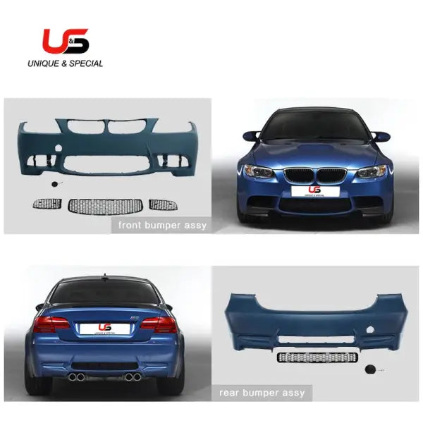Auto Car Parts M3 Style for 2009-2012 BMW 3 Series E90 M3 PP Bumper Body Kits Side Skirts Exhat Pipe and Hood Fender