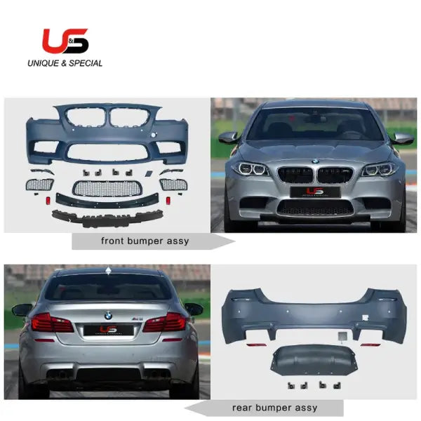 Car Auto Parts M5 Style for 2010-2017 BMW 5 Series F10 M5 PP Bumper Body Kits Side Skirts Exhaust Pipe and Hood Fender