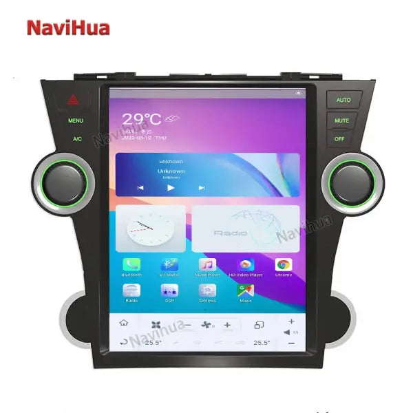 Autoradio Touch Screen Car Radio Android Car DVD Player GPS Navigation for Tesla Style Toyota Highlander 2012