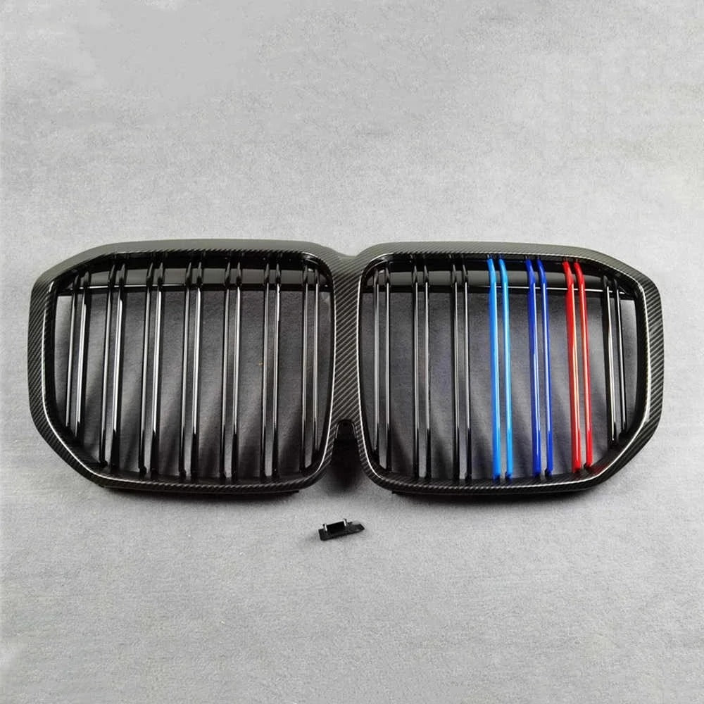 Car Craft Compatible With Bmw X7 G07 2019-2022 Front Bumper Grill Carbon Fiber Look Tri Color