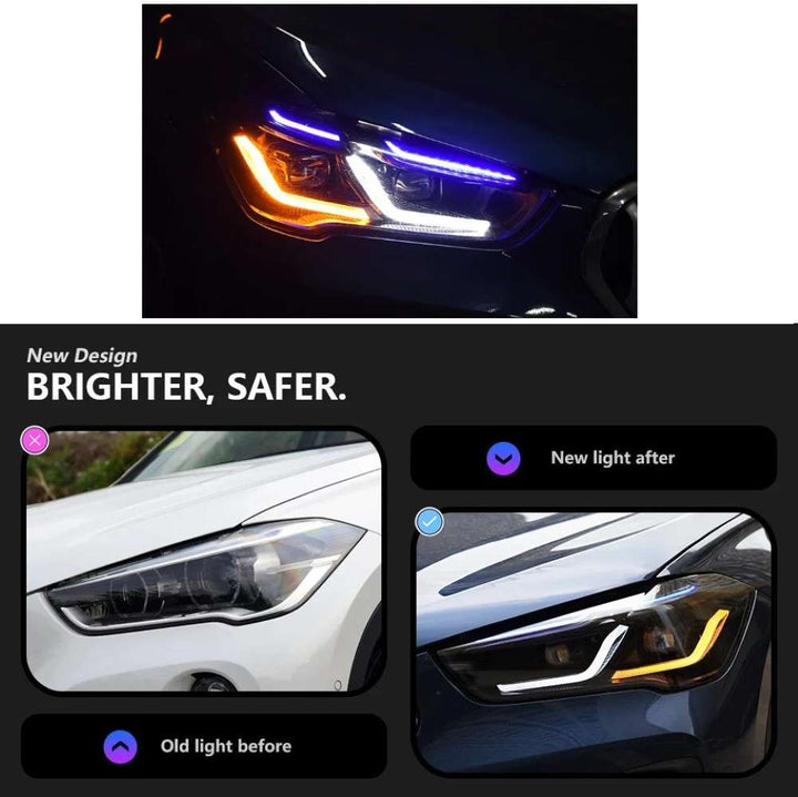 Car Craft Compatible With Bmw X1 F48 2016-2019 Car Front Upgraded Head Light Lamp Xenon Headlight Retrofit Upgrade Modified Led Drl Hid Laser Style For Xenon Car