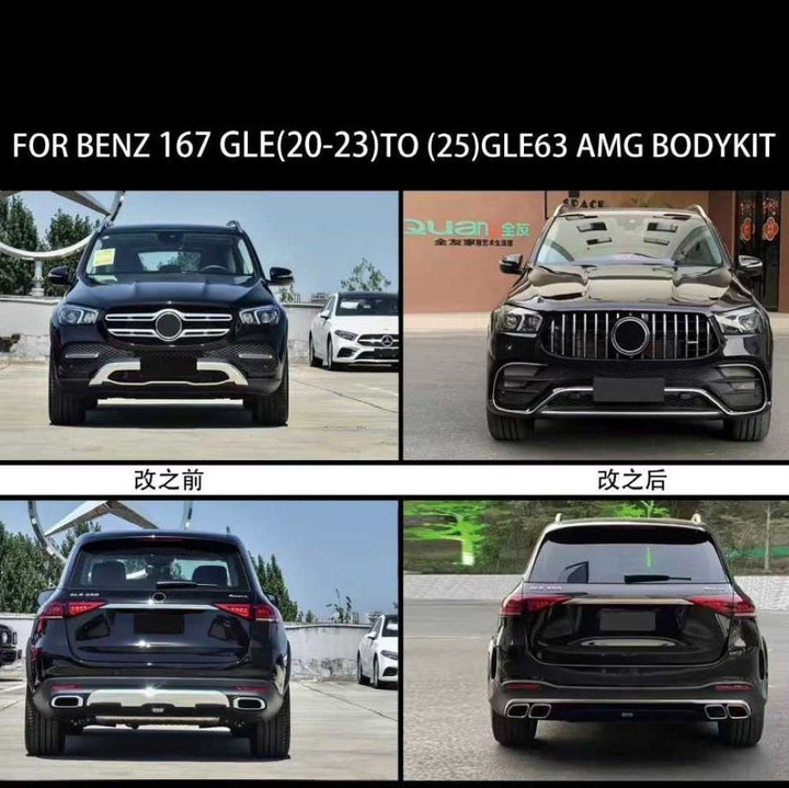 Car Craft Compatible With Mercedes Benz Gle W167 2020-2023 Upgrade Facelift Covert To 2023+ Gle63 Lci Amg Bodykit Bumper Grill Diffuser Headlight Taillight Hood Fender After Lip 1:1 - CAR CRAFT INDIA