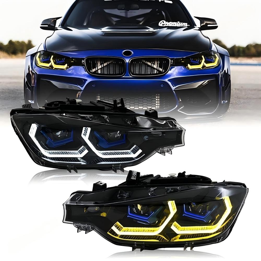 Car Craft Compatible With Bmw 3 Series F30 2012-2015 Car Front Upgraded Head Light Lamp Xenon Headlight Retrofit Upgrade Matrix Modified Led Drl Hid For Xenon And Led Car G80 Style CC-7292