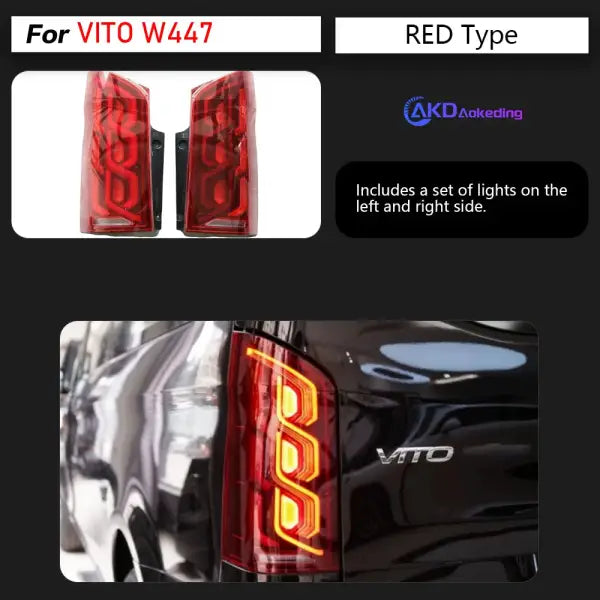 Benz Vito Tail Lights 2014-2020 W447 LED Tail Lamp DRL Turn Dynamic Signal Brake Reverse