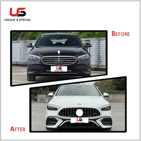 Use for BENZ W206(2022+Style)C-Class Upgrade to AMG63 Bodykit Front Bumper Grille Side Skirts Exhaust Pipe Front Lip Spoiler