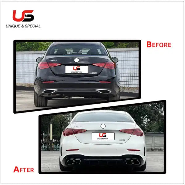 Use for BENZ W206(2022+Style)C-Class Upgrade to AMG63 Bodykit Front Bumper Grille Side Skirts Exhaust Pipe Front Lip Spoiler