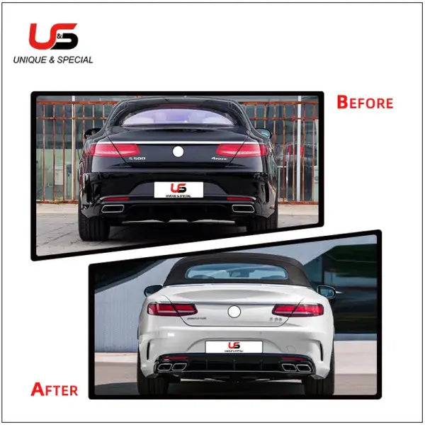 Use for BENZ W217(13-20Style) Upgrade to S65 Bodykit Front Bumper Grille Front Lip Rear Diffuser