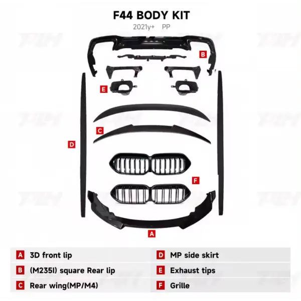 2Series F44 Upgrade to MT Body Kit Front Lip Side Skirts Rear Lip Exhaust Tips Rear Wing M-Tech Sports Auto Parts