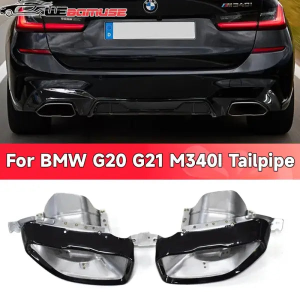 For BMW G20 G21 330I 330E M340I M Sport 2019 2020 2021 Exhaust Stainless Steel Black Square Tailpipe Muffler Nozzle