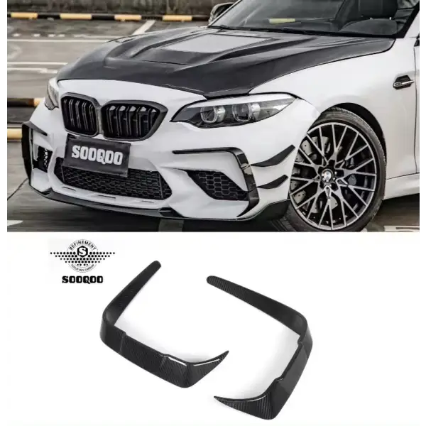 For BMW F87 M2 Front Canards SQ Style Dry Carbon Fiber Front Bumper Lip Trim for BMW M2C F87 2017-2022