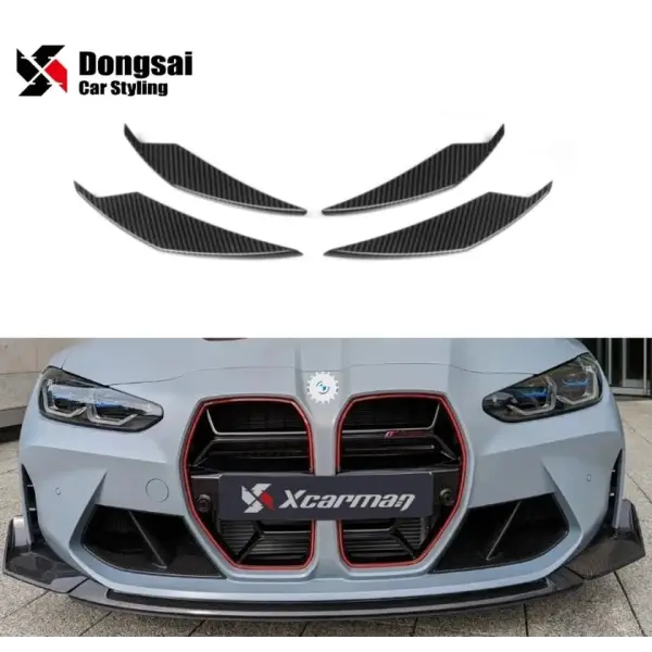 For BMW G80 M3 G82 G83 M4 AC Style Dry Carbon Front Bumper Lips Front Canards 2021-IN